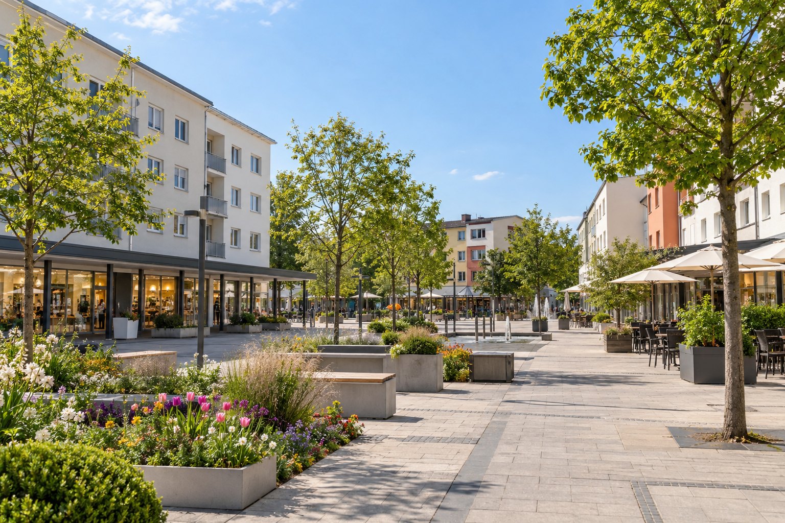 Stadtplatz in Waldkraiburg – Firmensitz von E.K. Renovierung